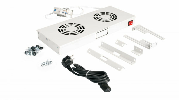 Equip Lüftermodul 19" für Serverschränke, 2xLüfter RAL7035