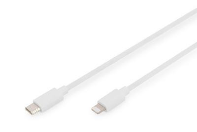 DIGITUS USB Kabel USB-C St. -> Lightning St., MFI 2M weiß