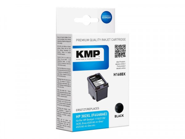 KMP Patrone HP F6U68AE NR.302XL black 550 S. H168BX refilled