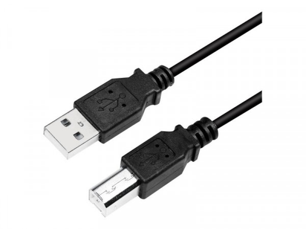 Logilink USB 2.0-Kabel, USB-A/M zu USB-B/M, schwarz, 2 m