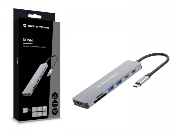 CONCEPTRONIC 7-1 Dock USB-C->HDMI/USB-C/2xUSB-A/+ 25cm gr