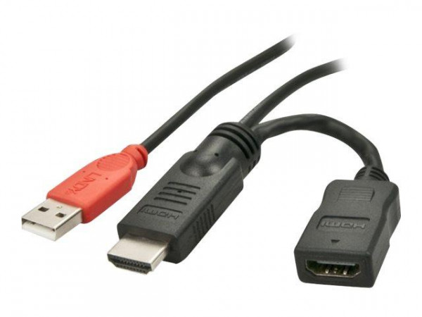 Lindy Stromspeisungsadapter HDMI M/F USB Typ A 0.15m