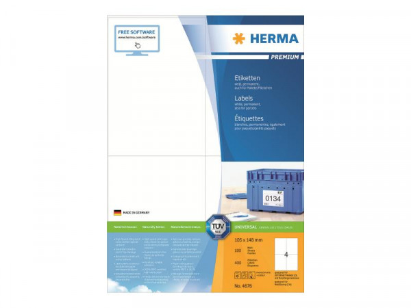 HERMA Etiketten Premium A4 weiß 105x148 mm Papier 400 St.