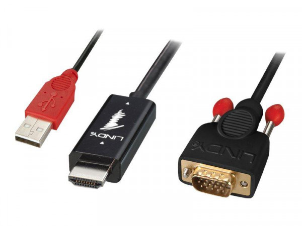 Lindy HDMI an VGA Kabel mit USB Typ A für Strom 1080p 1m