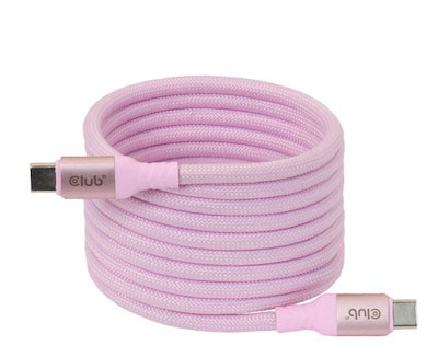 Club3D Lifestyle USB-C Magnetisches Kabel 240W 2m rosa St/St