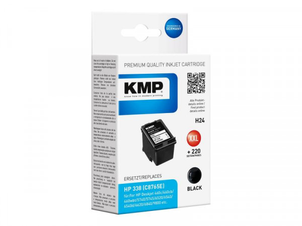 KMP Patrone HP C8765E Nr.338 black 700 S. H24 refilled