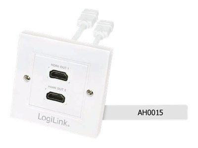 LogiLink HDMI Adapter, wall socket, 2-port, white