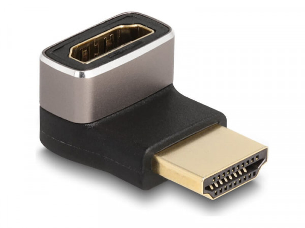 DELOCK HDMI Adapter St zu Bu 90°unten gewinkelt grau Metall