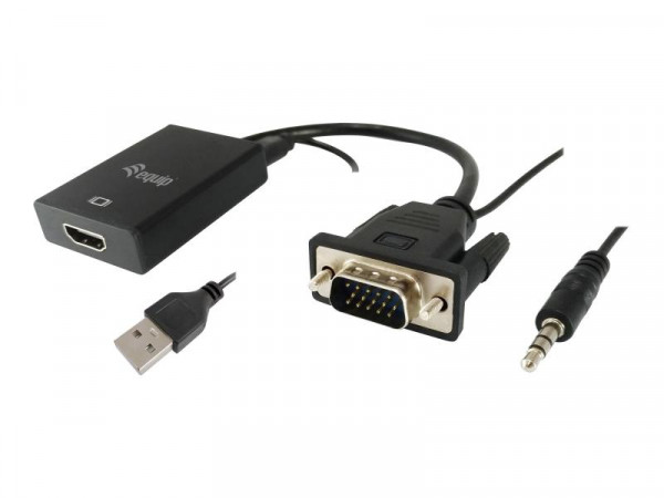 Equip VGA auf HDMI Adapter, mit Audio, schwarz, 15cm