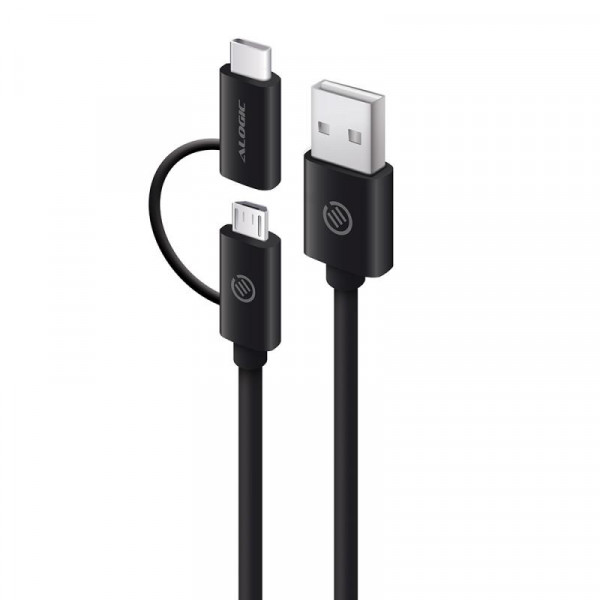 Alogic Ladekabel USB-C & Micro USB 1m schwarz