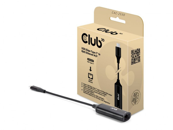 Club3D Adapter USB-C > RJ45 5Gbps St/Bu