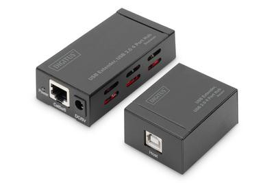 DIGITUS USB 2.0 Extender über RJ45 -> 4 Port USB 2.0 Hub