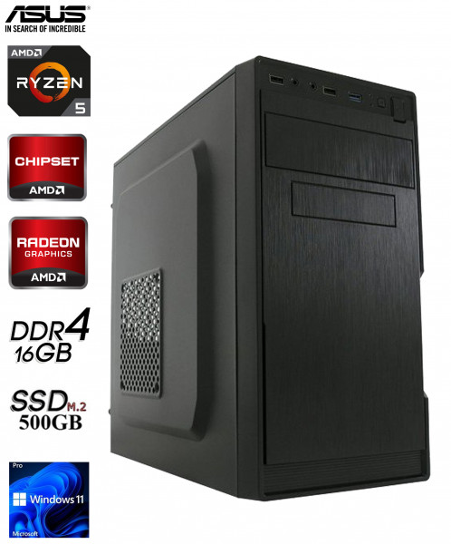 PC OfficeLine: AMD Ryzen 5 4600G | 16GB | AMD Radeon Graphics | 512GB M.2 | DVD | W11P