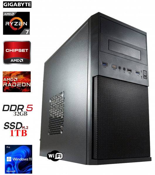 PC OfficeLine: AMD Ryzen 7 8700G | 32GB | AMD Radeon 780M | 1TB M.2 | WiFi | W11P