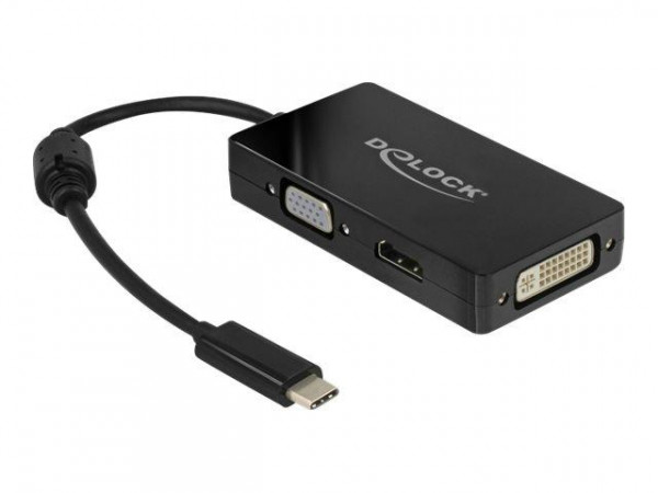 DELOCK Adapter USB-C > VGA/HDMI/DVI St/Bu schwarz