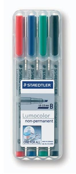 STAEDTLER Folienstift Lumocolor B nonperm 4St
