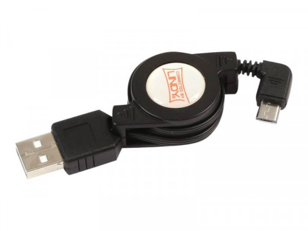 Lindy Verlängerungskabel USB 2.0 Typ A/Micro-B aufrollbar