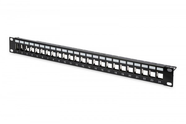 DIGITUS Patchpanel 1HE 24-Port Modular Patchpanel schwarz