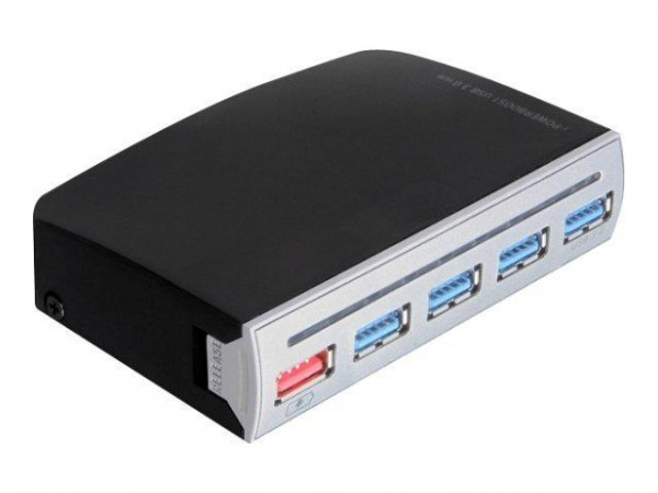 USB-HUB Delock 4-Port USB3.0, schwarz, mit NT, intern/extern