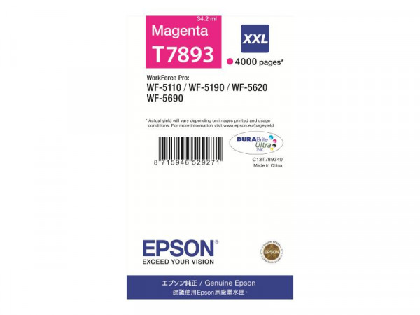 Patrone Epson WF5110DW magenta T7893 XXL 34,2ml