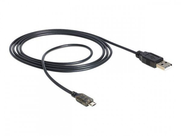 USB Kabel Delock A -> Micro-B St/St 1.50m mit LED sw