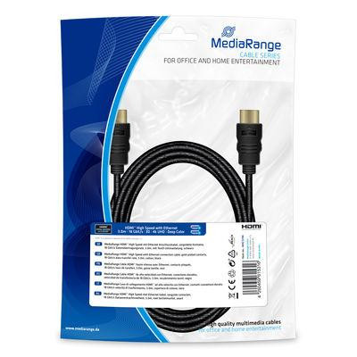 MediaRange HDMI High Speed Ethernet Anschlussk. 18Gibt/s 3m