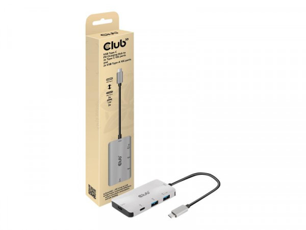 Club3D Adapter USB 3.1 Typ C > 2x USB C + 2x USB A Lade Hub