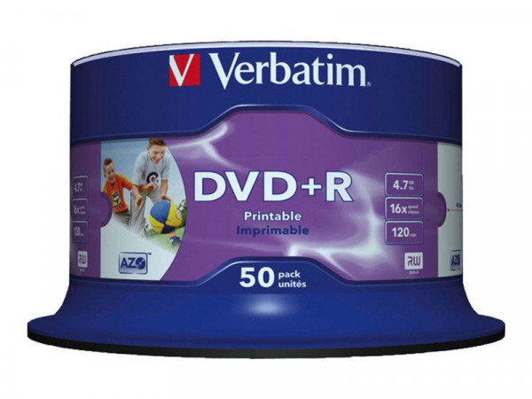 DVD+R Verbatim 4,7GB 50pcs Pack 16x Spindel azo wide prin