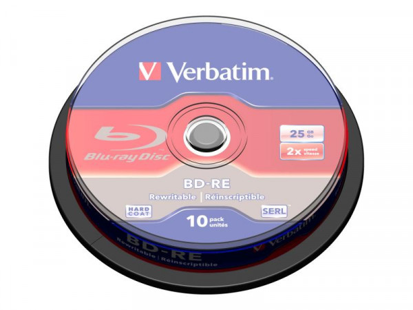 Blu-ray BD-RE 25GB Verbatim 10pcs Spindel 2x