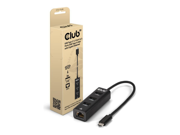 Club3D USB-Hub USB Typ-C 3.2 > 3x USB Typ A 1Gbps