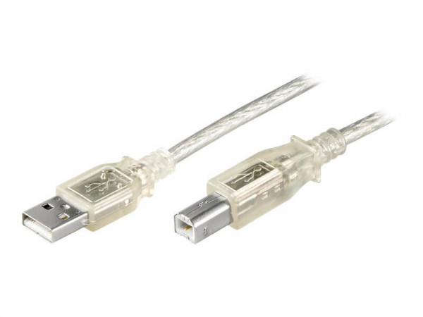 USB-Kabel USB2.0 Typ A -> Typ B St/St 1.80m transparent