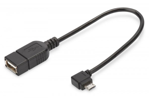 USB Adapter / Konverter, OTG, micro B/St-A/Bu, 0,15m,schw.