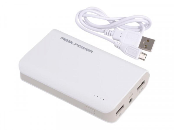 Powerbank RealPower PB6K 6000mAh weiss,rubber Case