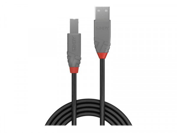 Lindy USB 2.0 Typ A an B Kabel, Anthra Line, 10m