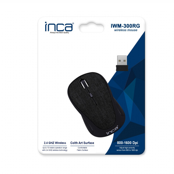 INCA Maus IWM-300RG Nano-USB, Wireless, 1600 DPI, Stoff,