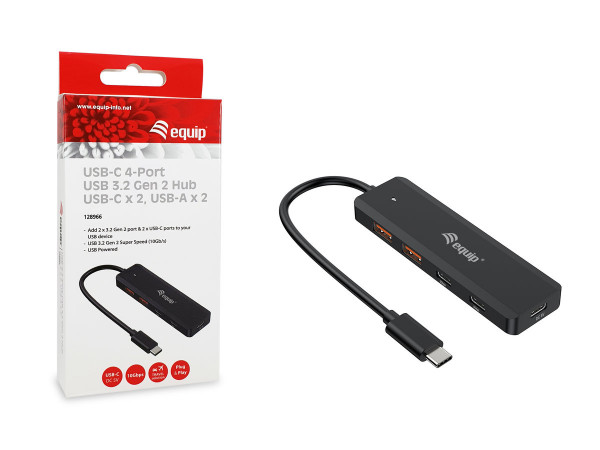 Equip USB-Hub 4-Port 3.2/C->2xUSB-C 2xUSB-A 10Gbps o.Netz.sw