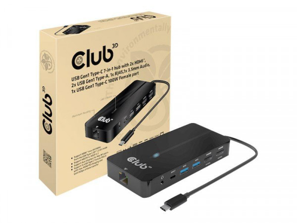 Club3D USB-7-in1-HUB USB-C > 2xHDMI/2xUSB/USB-C/RJ45 100W