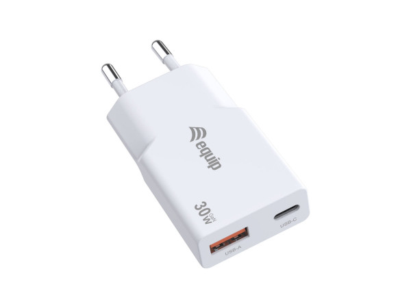 Equip Ladegerät 2Port 30W GaN Slim,1xUSB-C PD/1xUSB-A weiß