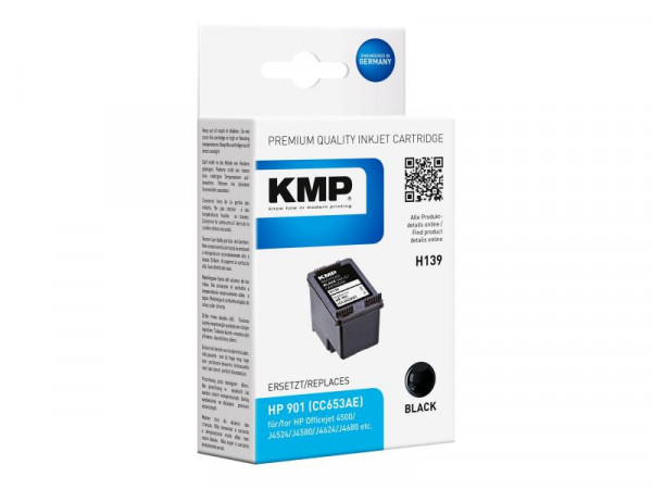 KMP Patrone HP CC653AE NR.901 black 200 S. H139 refilled