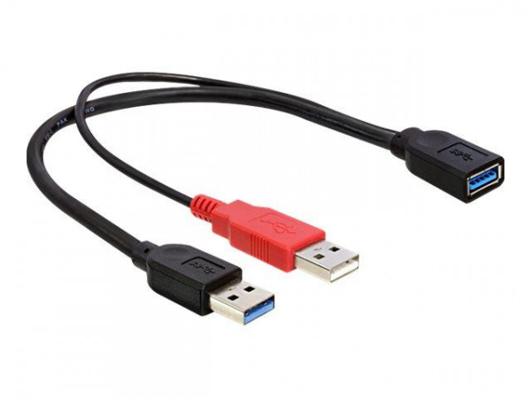 USB3.0 Y-Kabel Delock 2x A -> A St/Bu 0.30m