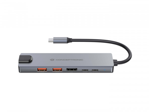 CONCEPTRONIC Dock 6-in-1 USB-C->HDMI,2xUSB-A,USB-C,GbE 140W