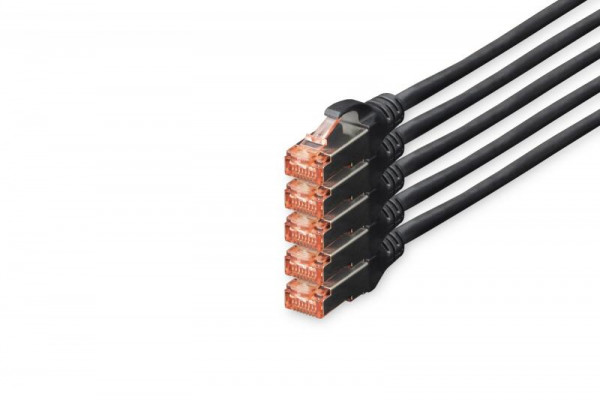 DIGITUS CAT 6 S/FTP Patchkabel, 5 Stück, 10m, schwarz