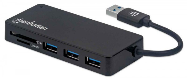 Manhattan 3-Port USB 3.2 Gen 1 Hub A-St./ 3xA & Card Reader