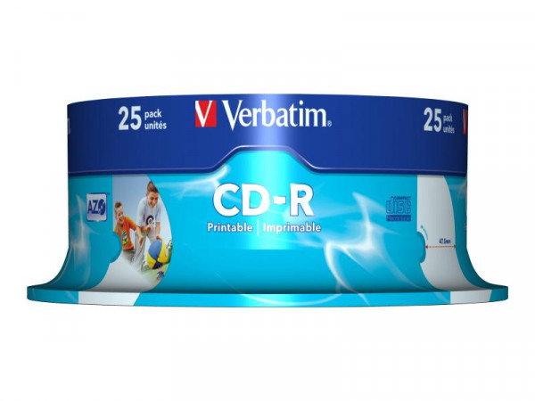 CD-R Verbatim 700MB 25pcs Pack 52x Spindel printable retail