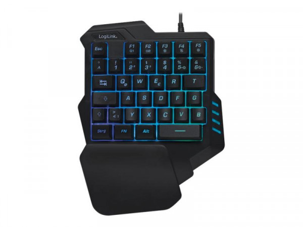 LogiLink Einhand-Gaming Tastatur, beleuchtet, schwarz