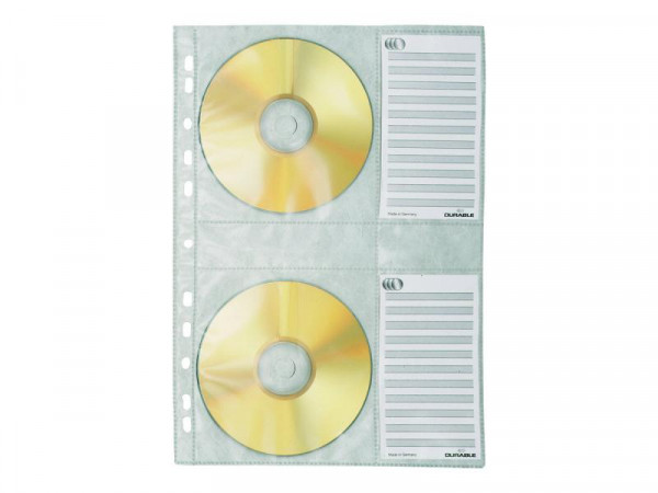 DURABLE 4erCD/DVD-Hülle A4 mit Schutzvlies 5er Btl. transp