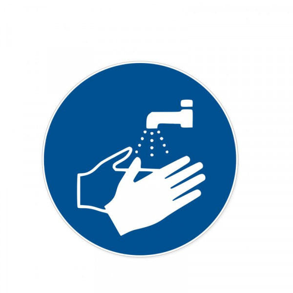 HERMA Hinweisetiketten Hände waschen blau/weiß Pict. 20St.