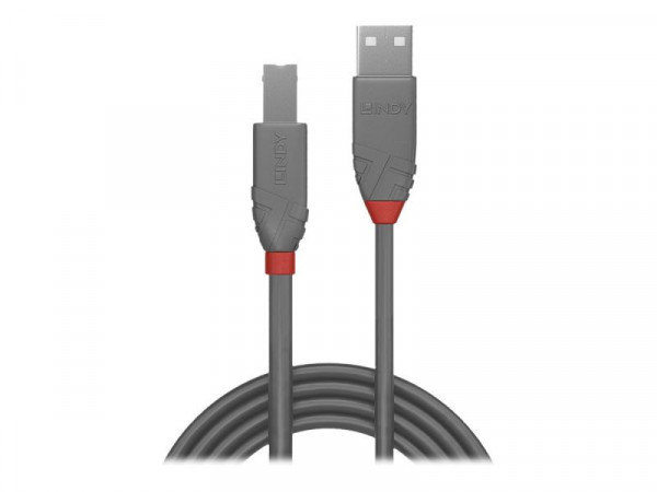 Lindy USB 2.0 Kabel Typ A/B Anthra Line M/M 2m