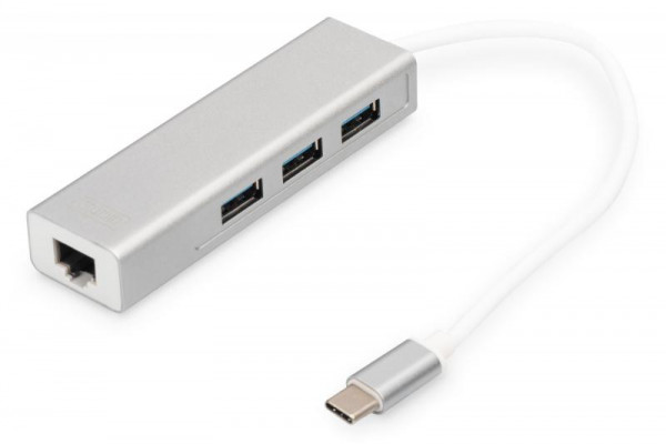 DIGITUS Adapter USB3.0/C -> GB Ethernet St/Bu + 3x USB 3.0