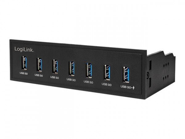 LogiLink USB HUB 3.0, 7-Port, 5,25" intern + Schnelladeport